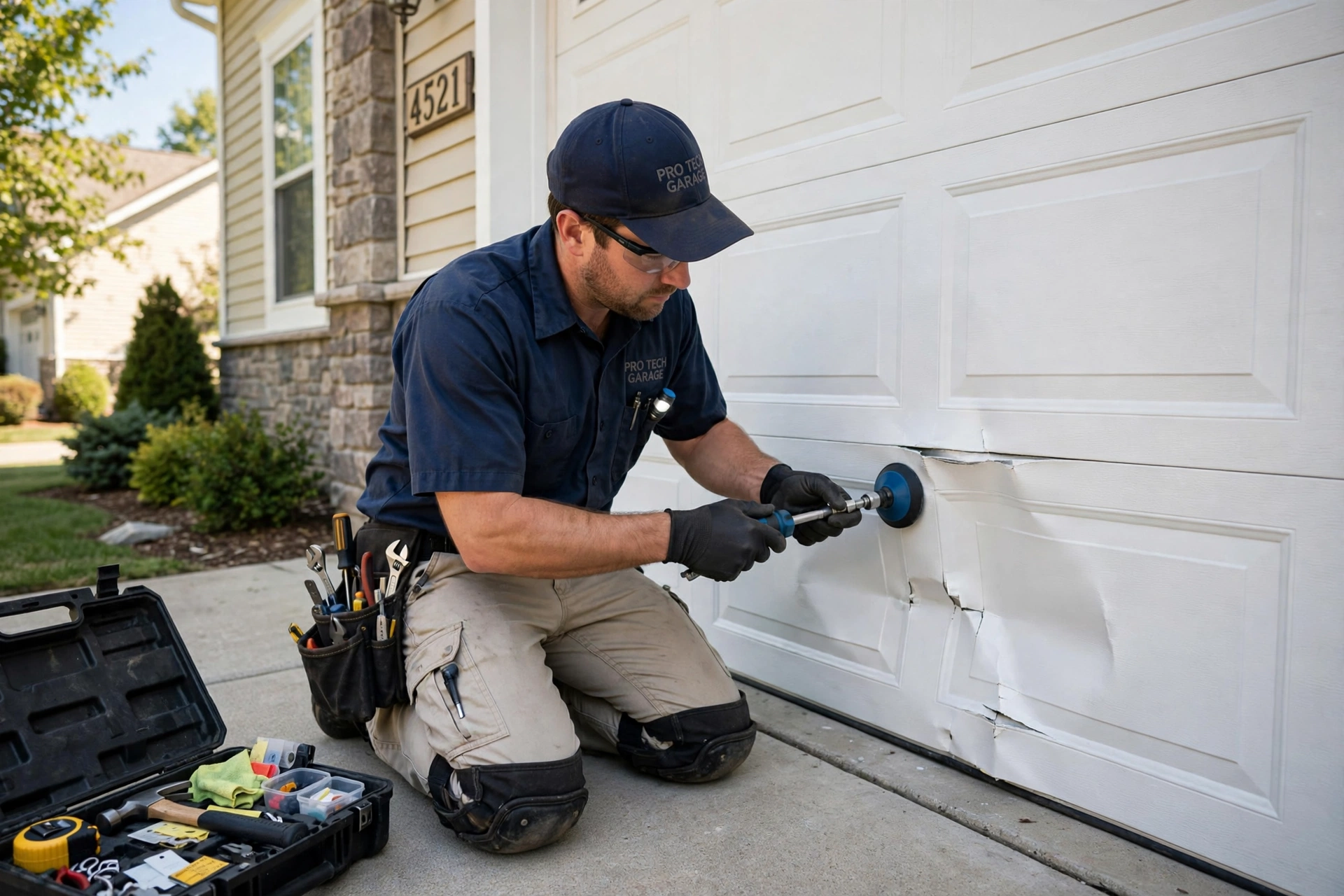 Garage door panel and dent repair in Kennewick